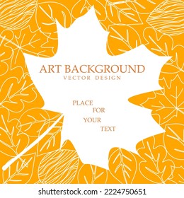 Vector illustration.  Background with place for text in the form of a maple leaf on an orange background.