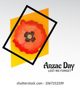 Vector illustration of a Background  with poppies and text Lest we forget.