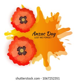 Vector illustration of a Background  with poppies and text Lest we forget.