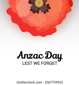 Vector illustration of a Background  with poppies and text Lest we forget.