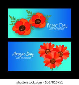 Vector illustration of a Background  with poppies and text Lest we forget.