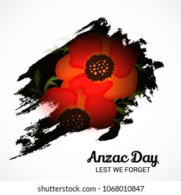 Vector illustration of a Background  with poppies and text Lest we forget.