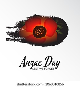 Vector illustration of a Background  with poppies and text Lest we forget.