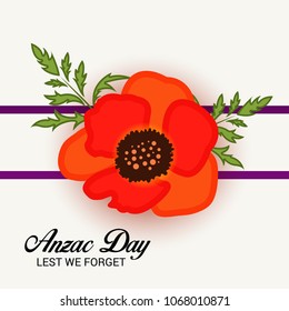 Vector illustration of a Background  with poppies and text Lest we forget.