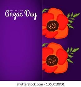 Vector illustration of a Background  with poppies and text Lest we forget.