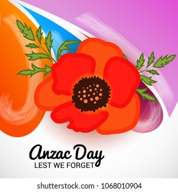 Vector illustration of a Background  with poppies and text Lest we forget.