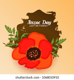 Vector illustration of a Background  with poppies and text Lest we forget.
