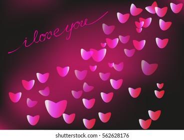 vector illustration background or postcard to happy Valentin's day with lettering i love you