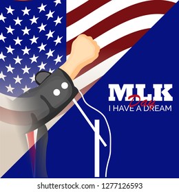 Vector illustration of a Background or poster with American Flag For Martin Luther King Day.