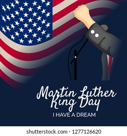 Vector illustration of a Background or poster with American Flag For Martin Luther King Day.