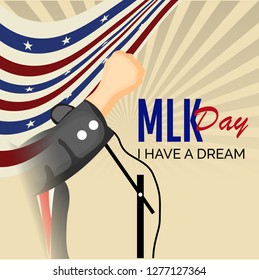 Vector illustration of a Background or poster with American Flag For Martin Luther King Day.
