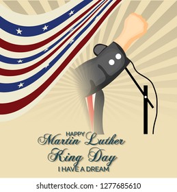 Vector illustration of a Background or poster with American Flag For Martin Luther King Day.