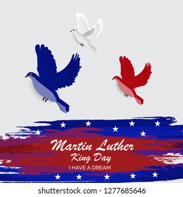 Vector illustration of a Background or poster with American Flag For Martin Luther King Day.