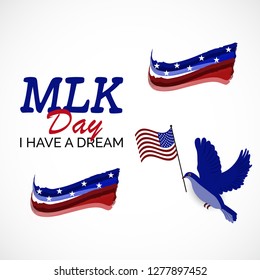 Vector illustration of a Background or poster with American Flag For Martin Luther King Day.