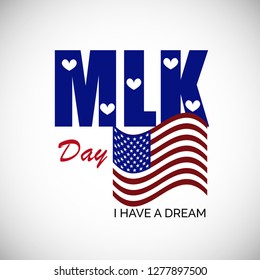 Vector illustration of a Background or poster with American Flag For Martin Luther King Day.
