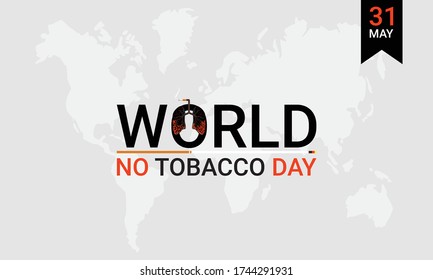 Vector illustration of background or poster or banner for May, 31 World No Tobacco Day. Stop smoking concept advertisement. Design by cigarette and damaged lungs