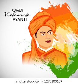 Vector illustration of a background or poster For Celebrate Swami Vivekananda Jayanti.