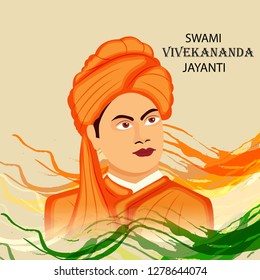 Vector illustration of a background or poster For Celebrate Swami Vivekananda Jayanti.