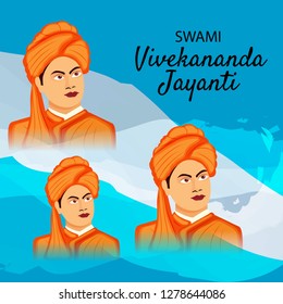 Vector illustration of a background or poster For Celebrate Swami Vivekananda Jayanti.