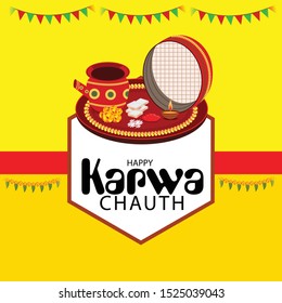 Vector illustration of a background or Poster for Celebrate Indian Lady Festival Karva Chauth.
