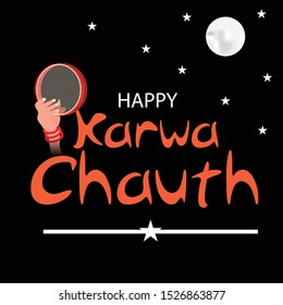 Vector illustration of a background or Poster for Celebrate Indian Lady Festival Karva Chauth.