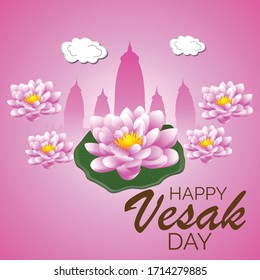 Imagen vectorial de un fondo o afiche para celebrar el Feliz Día de Vesak o Buda Purnima.