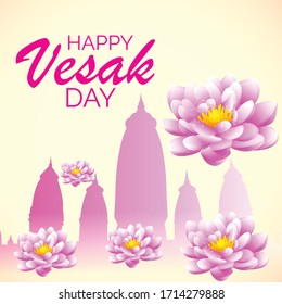 Vector illustration of a background or poster for celebrate Happy Vesak day or Buddha Purnima.