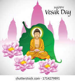 Vector illustration of a background or poster for celebrate Happy Vesak day or Buddha Purnima.
