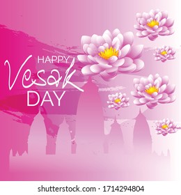 Vector illustration of a background or poster for celebrate Happy Vesak day or Buddha Purnima.