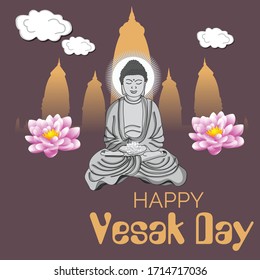 Vector illustration of a background or poster for celebrate Happy Vesak day or Buddha Purnima.