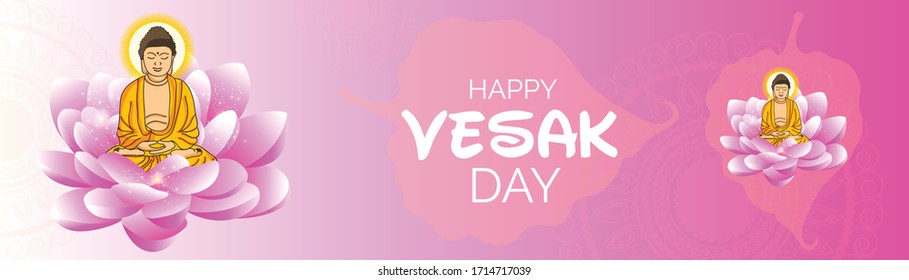 Vector illustration of a background or poster for celebrate Happy Vesak day or Buddha Purnima.