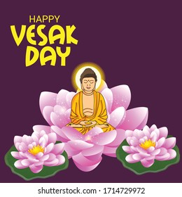 Vector illustration of a background or poster for celebrate Happy Vesak day or Buddha Purnima.