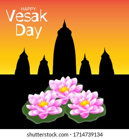 Vector illustration of a background or poster for celebrate Happy Vesak day or Buddha Purnima.