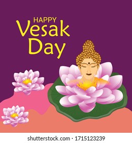 Vector illustration of a background or poster for celebrate Happy Vesak day or Buddha Purnima.