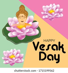 Vector illustration of a background or poster for celebrate Happy Vesak day or Buddha Purnima.