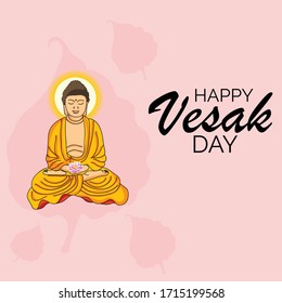 Vector illustration of a background or poster for celebrate Happy Vesak day or Buddha Purnima.