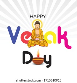 Vector illustration of a background or poster for celebrate Happy Vesak day or Buddha Purnima.