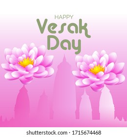 Vector illustration of a background or poster for celebrate Happy Vesak day or Buddha Purnima.