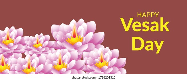 Vector illustration of a background or poster for celebrate Happy Vesak day or Buddha Purnima.