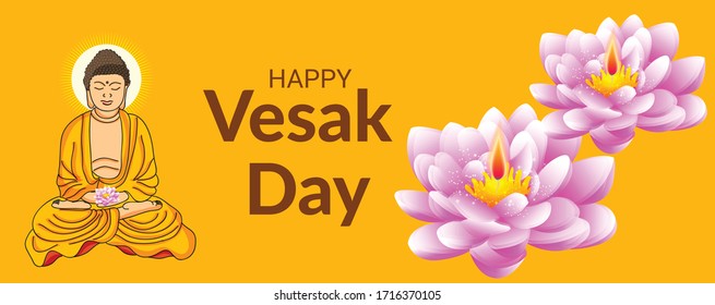 Vector illustration of a background or poster for celebrate Happy Vesak day or Buddha Purnima.