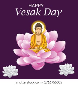 Vector illustration of a background or poster for celebrate Happy Vesak day or Buddha Purnima.