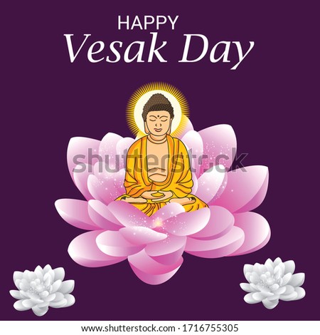 Vector illustration of a background or poster for celebrate Happy Vesak day or Buddha Purnima.
