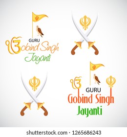 Vector illustration of a background or poster For celebration of Sikh Festival Happy Guru Gobind Singh Jayanti.