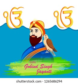 Vector illustration of a background or poster For celebration of Sikh Festival Happy Guru Gobind Singh Jayanti.