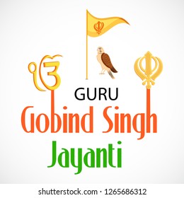 Vector illustration of a background or poster For celebration of Sikh Festival Happy Guru Gobind Singh Jayanti.