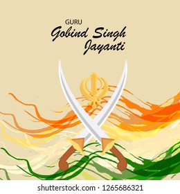 Vector illustration of a background or poster For celebration of Sikh Festival Happy Guru Gobind Singh Jayanti.
