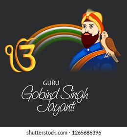 Vector illustration of a background or poster For celebration of Sikh Festival Happy Guru Gobind Singh Jayanti.