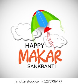 Vector illustration of a background and poster with colorful kites for Happy Makar Sankranti.