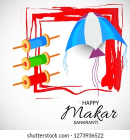 Vector illustration of a background and poster with colorful kites for Happy Makar Sankranti.