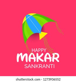 Vector illustration of a background and poster with colorful kites for Happy Makar Sankranti.